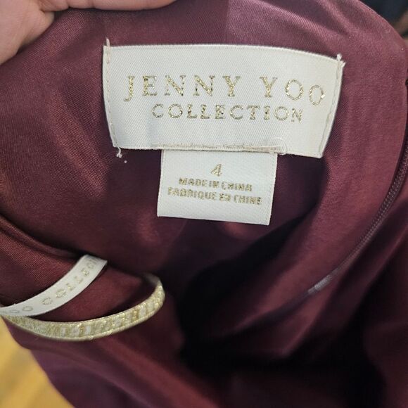 JENNY YOO Priya Cold Shoulder Chiffon Evening  GOWN SIZE 4 - Picture 6 of 7